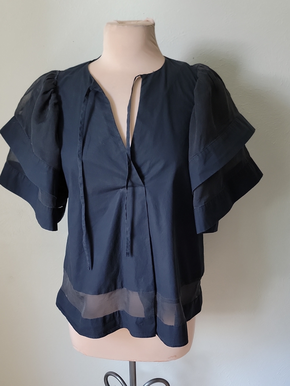 Psophía Black Puff Sleeve Top Small